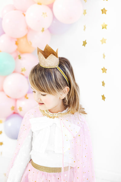 Geburtstagskrönchen aus Stoff in gold kinderparties-shop