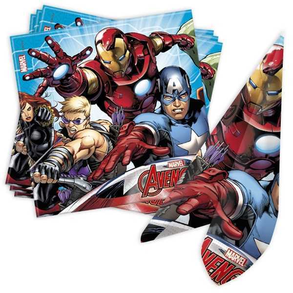 Servietten Marvel Avengers, 20er Pack, Party Deko Motto-Party am Kindergeburtstag, Geburtstag