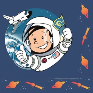 Servietten Astronaut Flo, 20 Stück, 33x33 cm, Party Deko Motto-Party am Kindergeburtstag, Geburtstag