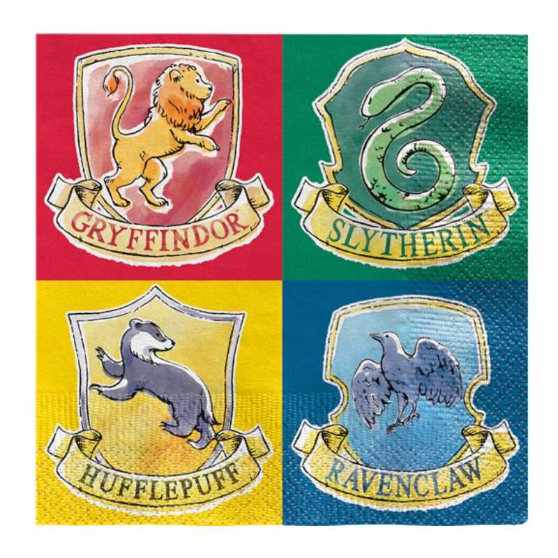 Servietten Hogwarts Häuser, Harry Potter, 20er Pack, 33x33cm