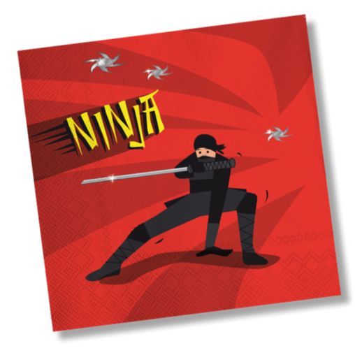 Servietten Ninja, 20 Stück, 33x33cm, Party Deko Motto-Party am Kindergeburtstag, Geburtstag