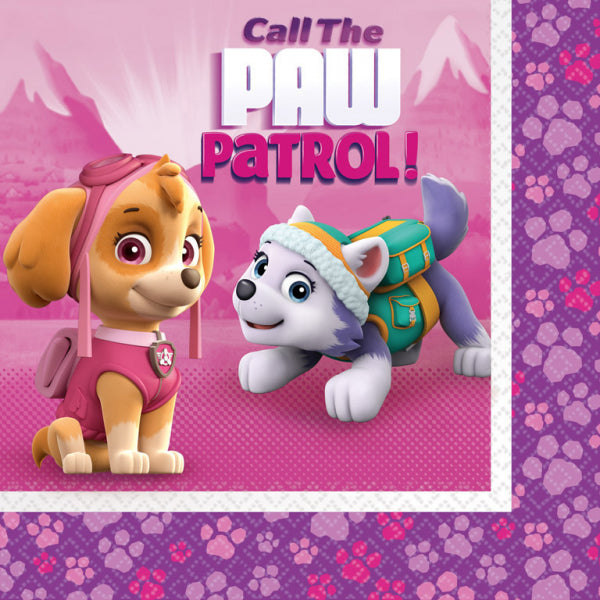 Servietten Paw Patrol Pink, 20er Pack, Party Deko Motto-Party am Kindergeburtstag, Geburtstag