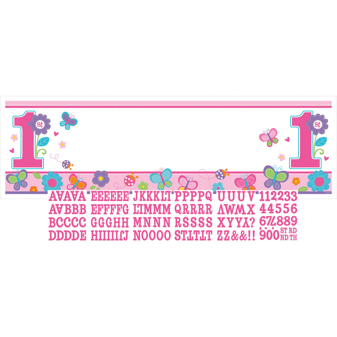 Party Banner mit 125 Buchstaben zum Personalisieren, Sweet 1st Birthday, Party Deko Motto-Party am Kindergeburtstag, Geburtstag