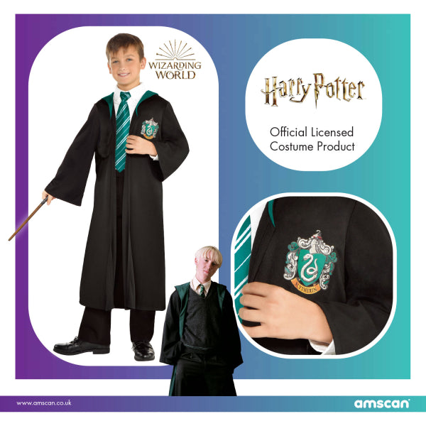 Slytherin Schuluniform mit Zauberstab, für Kinder, Harry Potter, amscan, versch. Grössen