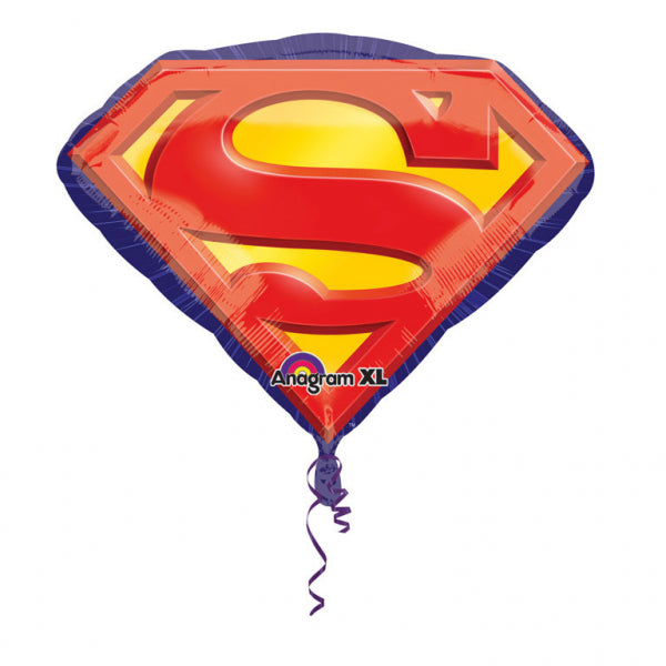 XL Folienballon, Superman Logo, 66 x 50cm, Party Deko Motto-Party am Kindergeburtstag, Geburtstag