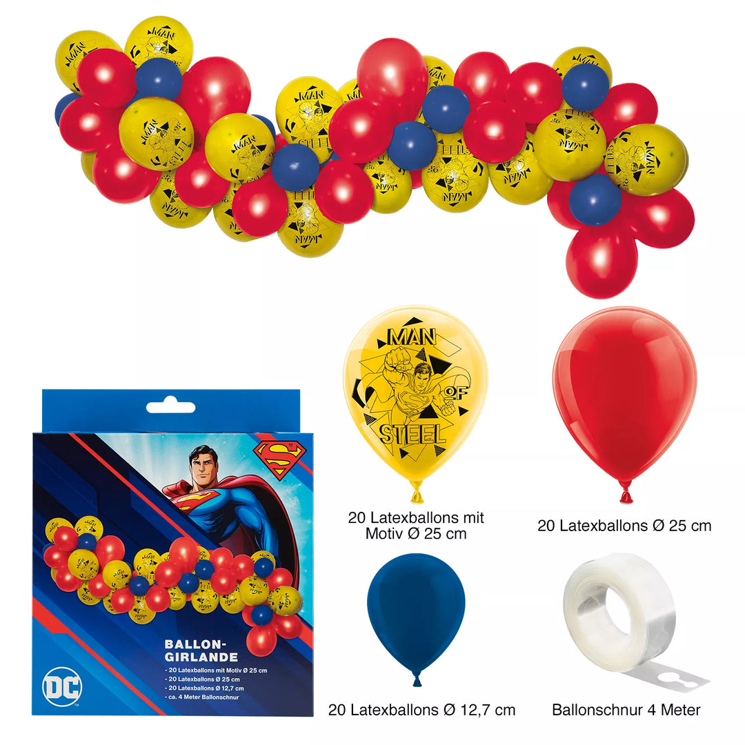 Ballongirlande Set Superman, 60-teilig