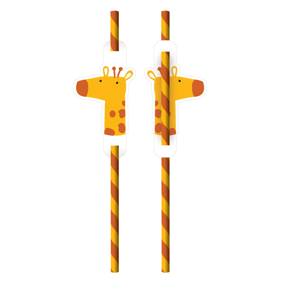 Trinkhalme Tiere Get Wild, 8er Pack, Papier Giraffe Trinkhalme orange gelb gestreift