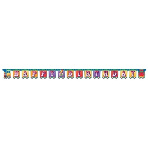 Buchstabenkette Happy Birthday, Zirkus, 2,4m, Pappe, Party Deko Motto-Party am Kindergeburtstag, Geburtstag