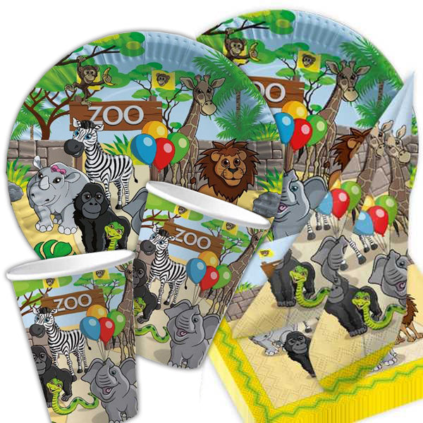 Party Deko Set Basic, Zoo, für 8 Kinder, 36-tlg