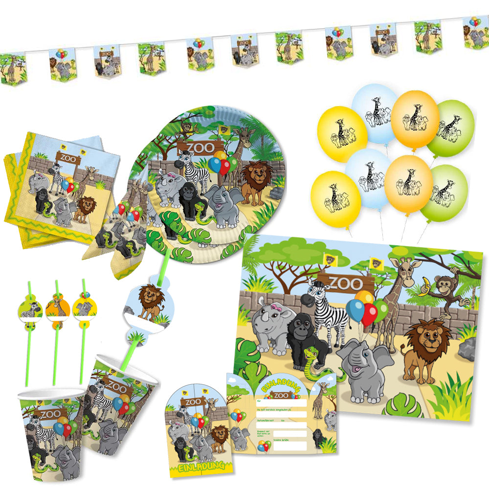 Party Deko Set Zoo für 8 Kinder
