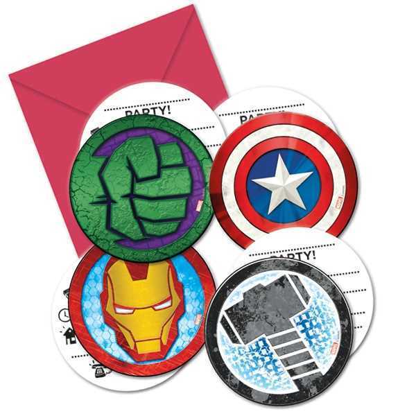 Einladung The Avengers, 6er Pack, inkl. Umschlag