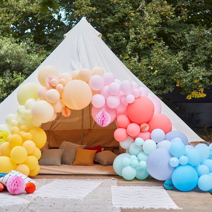 Ballongirlande Regenbogenfarben Pastell, DIY, 200 Ballons inkl. Ballonband