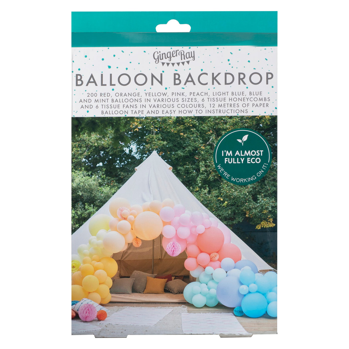 Ballongirlande Regenbogenfarben Pastell, DIY, 200 Ballons inkl. Ballonband