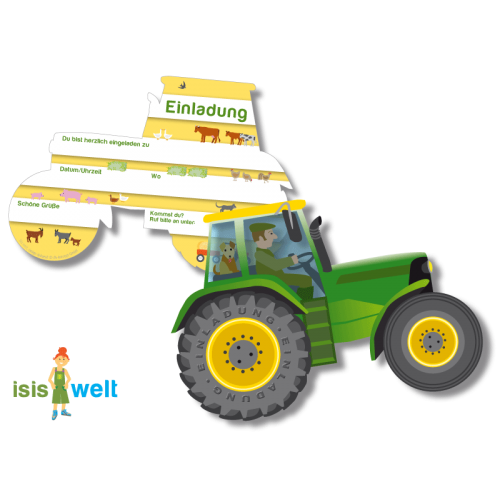 Einladung Traktor, Bauernhof, 6er Pack