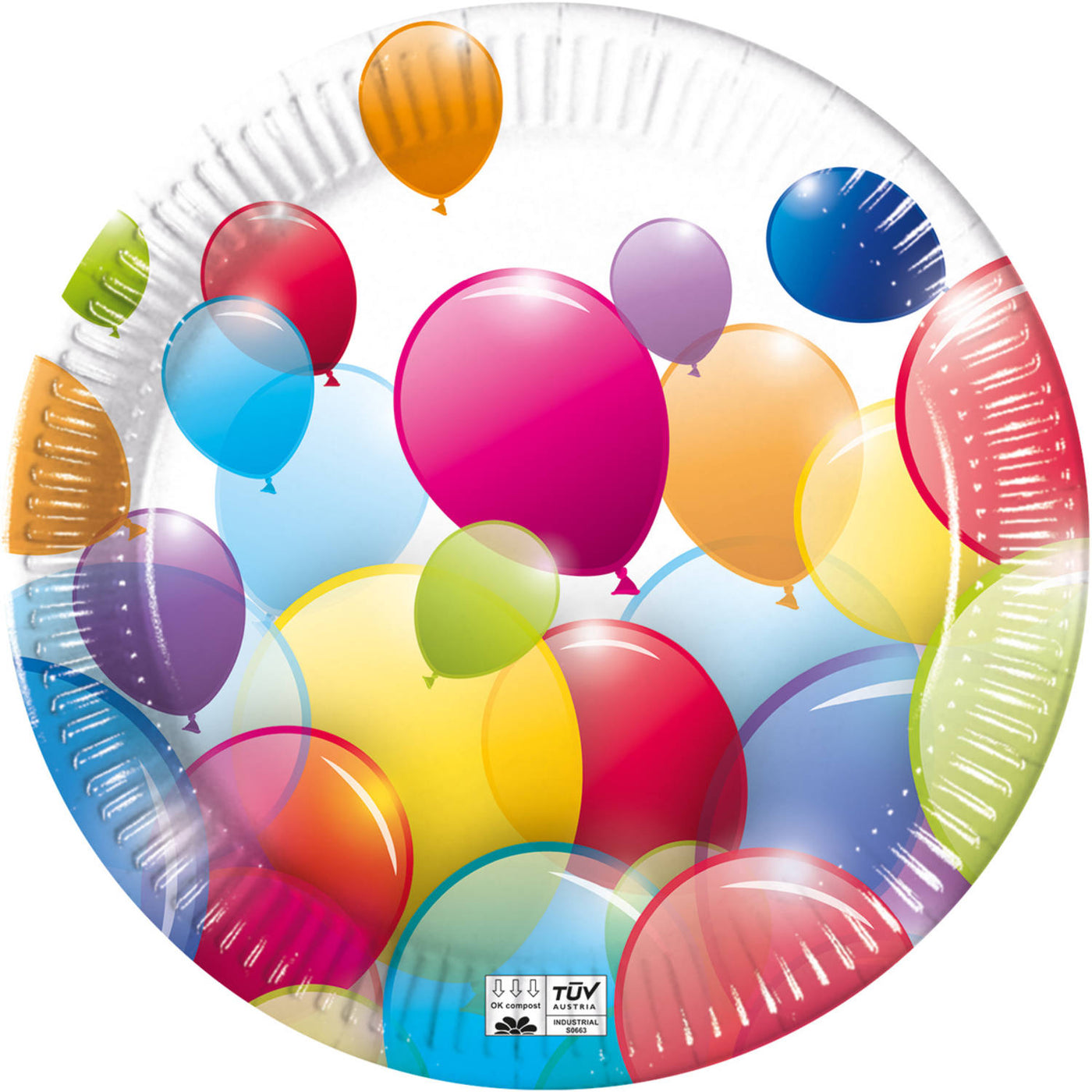 Partyteller, Flying Balloons, 8er Pack, 23 cm, kompostierbar
