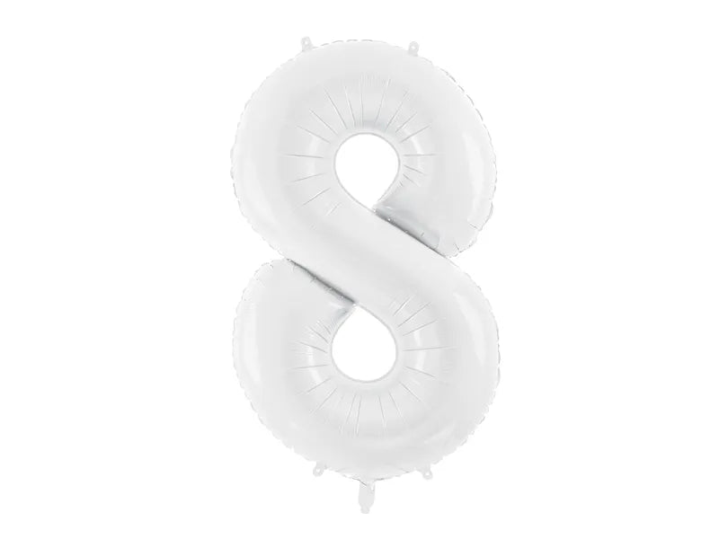 Weisse Zahlen Folienballon, Nummer 1-9 und 0, 86cm