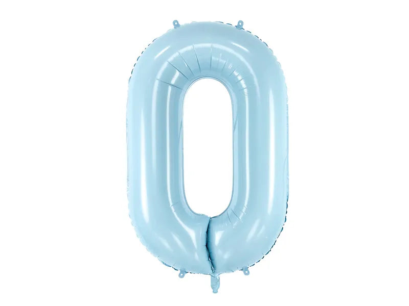 Hellblauer Zahlen Folienballon, Nummer 1-9 und 0, 86cm
