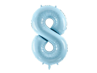 Hellblauer Zahlen Folienballon, Nummer 1-9 und 0, 86cm
