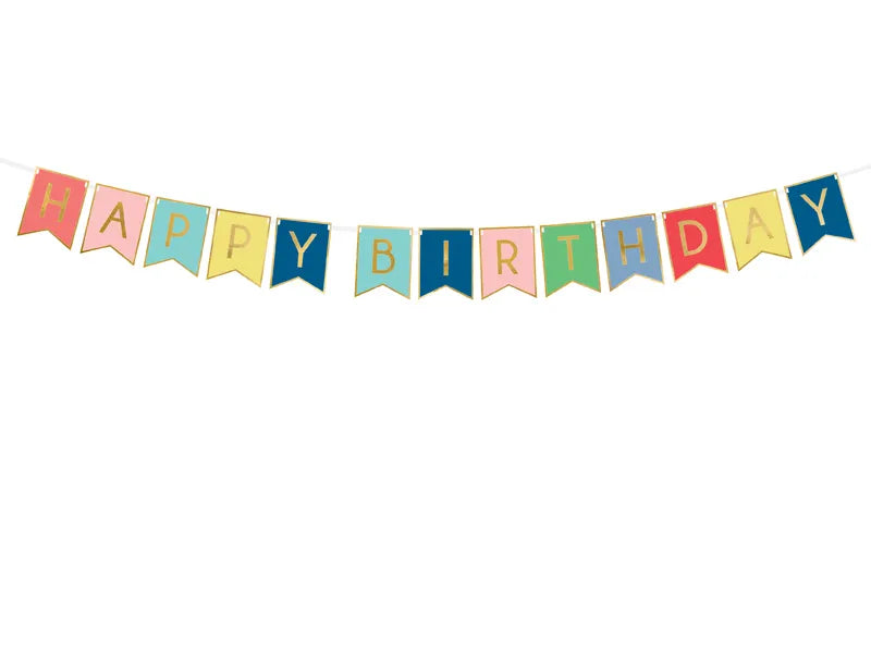 Buchstabenkette Happy Birthday bunt, 1.75m