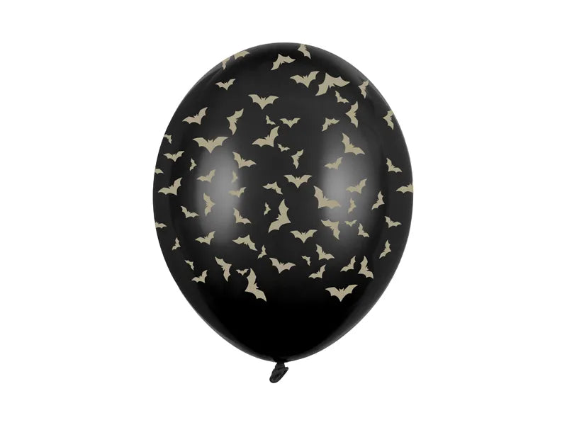 Trick or Treat Luftballons Fledermäuse, Halloween, gold-schwarz, 6er Pack