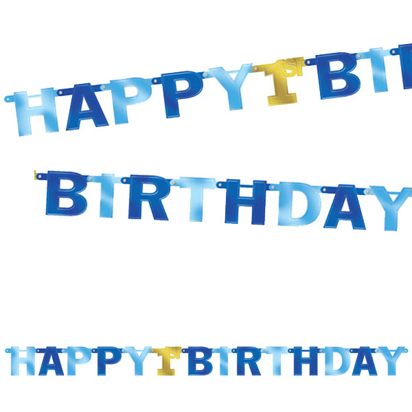 Buchstabenkette Happy 1st Birthday, First Birthday little Prince, 2.3m, Party Deko Motto-Party am Kindergeburtstag, Geburtstag