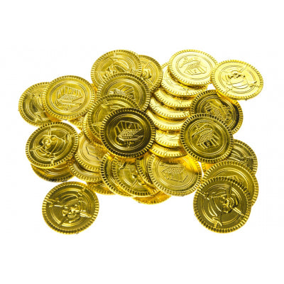 Goldmünzen Totenkopf / Schatzkiste, Piraten Give-away, 100 Münzen