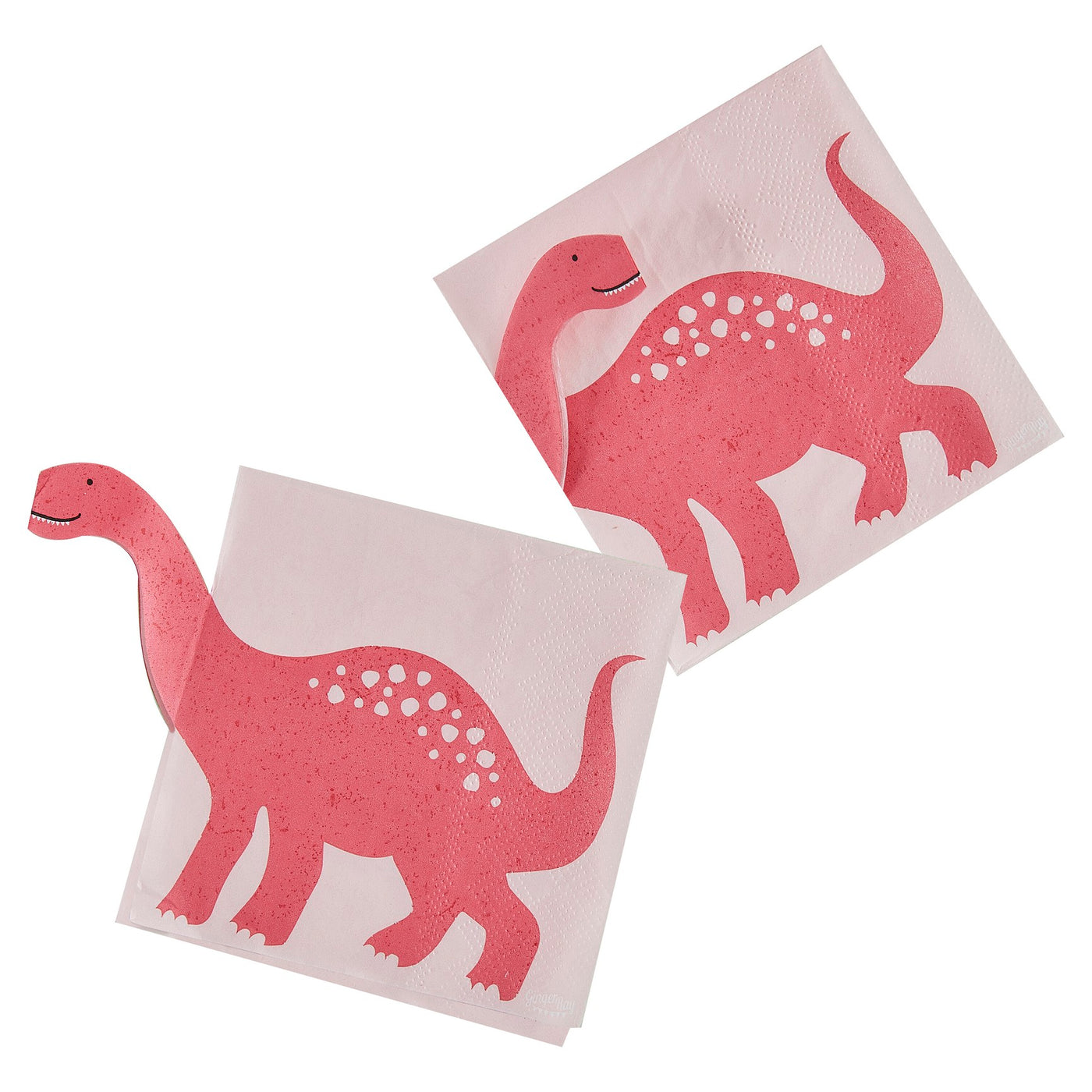 Dino Pop Out Servietten, Langhals Dinosaurier pink, 16 Stück