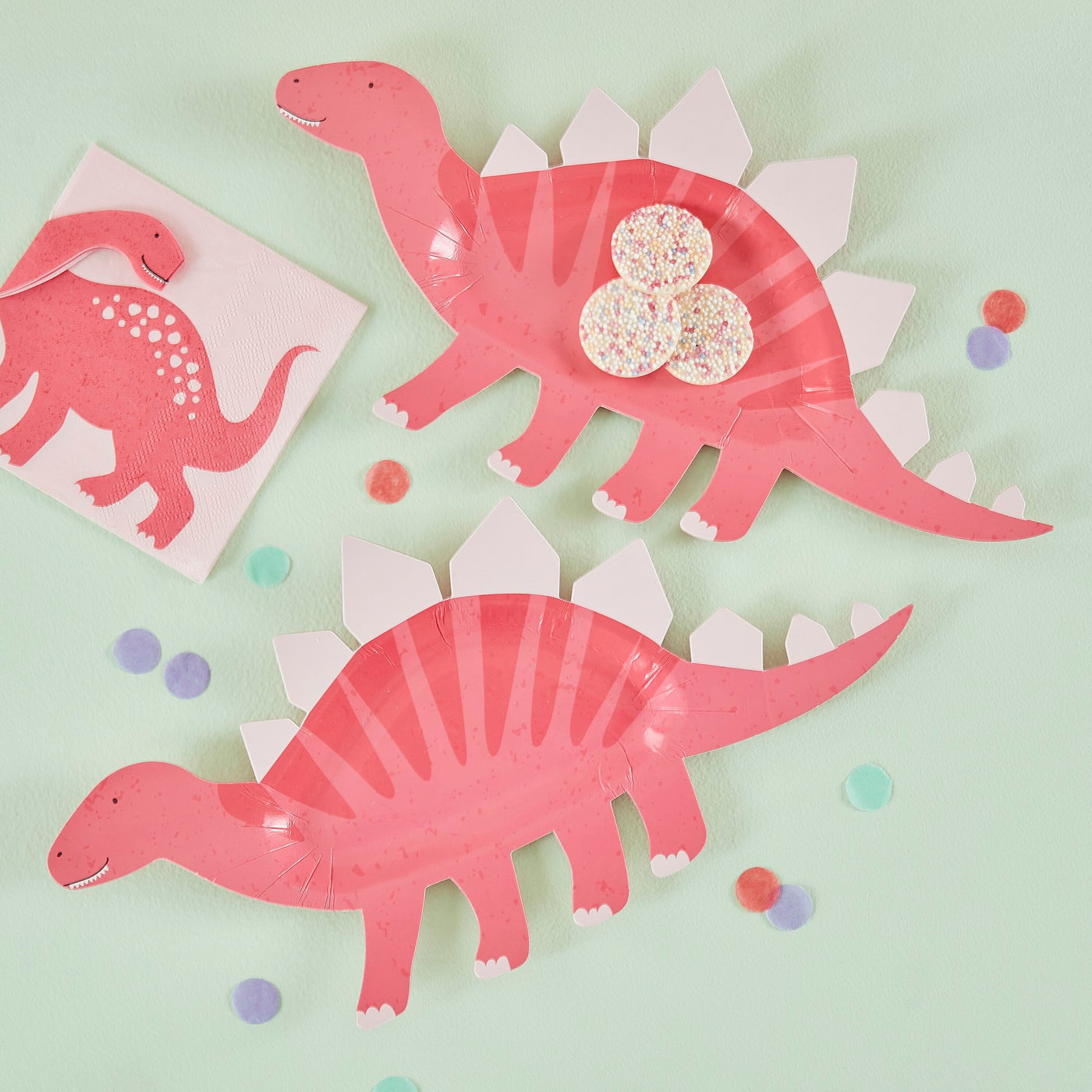 Dinosaurier Party Teller, Stegosaurus pink, 8 Stück