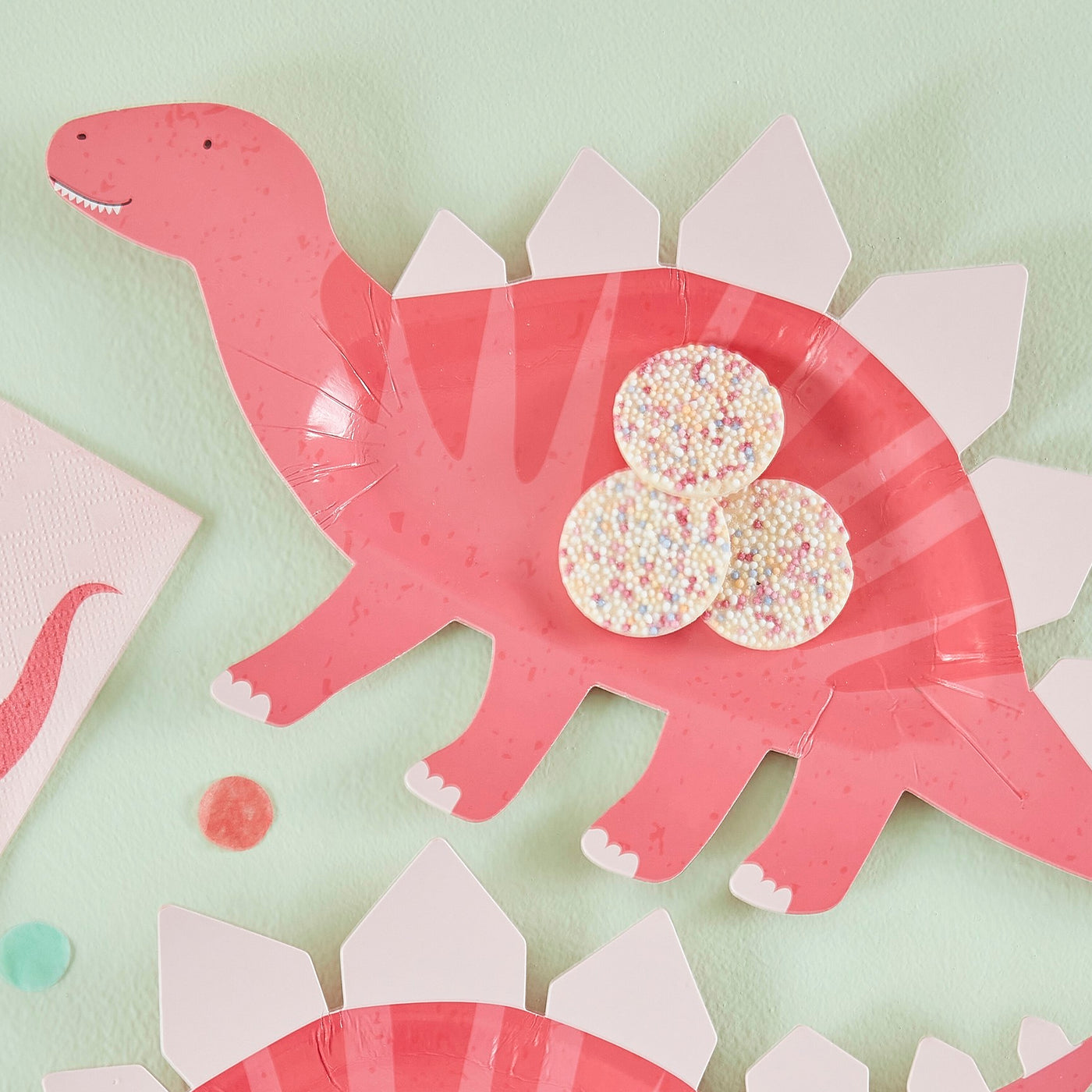 Dinosaurier Party Teller, Stegosaurus pink, 8 Stück