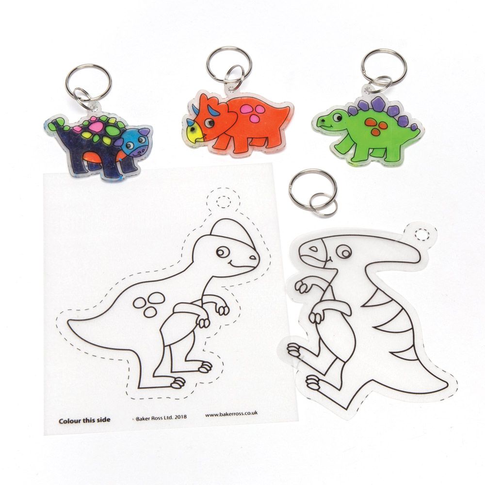 Schlüsselanhänger aus Schrumpffolie Dinosaurier, 8er Pack, Mitgebsel, Gastgeschenk, Giva-away, Spielzeug, Kindergeburtstag, Motto-Party