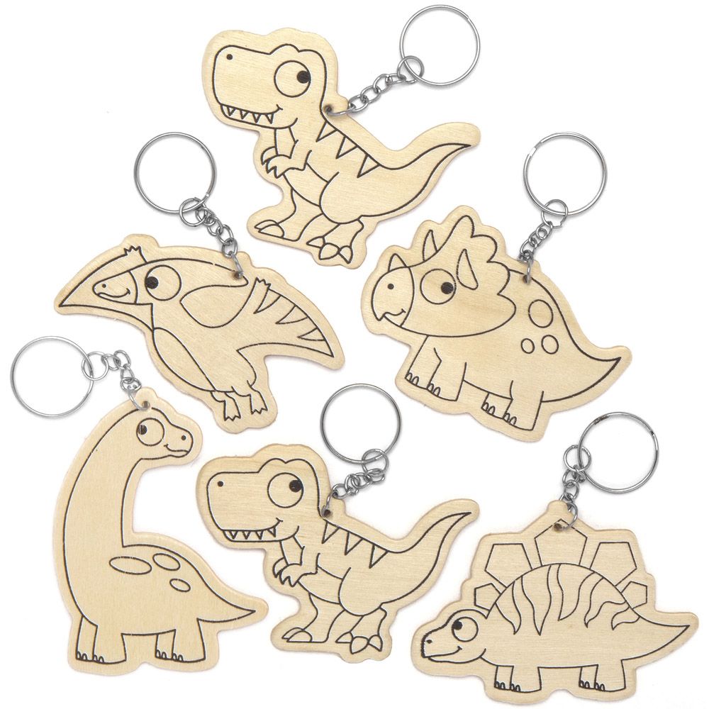 Schlüsselanhänger aus Holz Dinosaurier, 10er Pack, Mitgebsel, Gastgeschenk, Giva-away, Spielzeug, Kindergeburtstag, Motto-Party