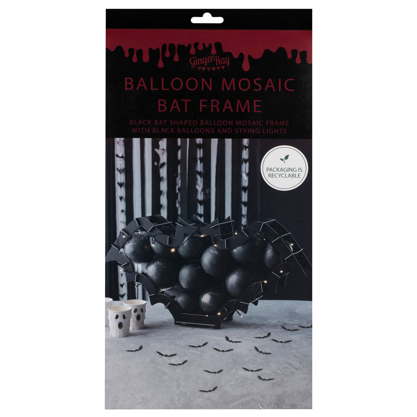 FledermausHalloween-Ballon-Mosaik-Ständer-Kit inkl. 35 Ballone & 2.2m LED Lichterkette