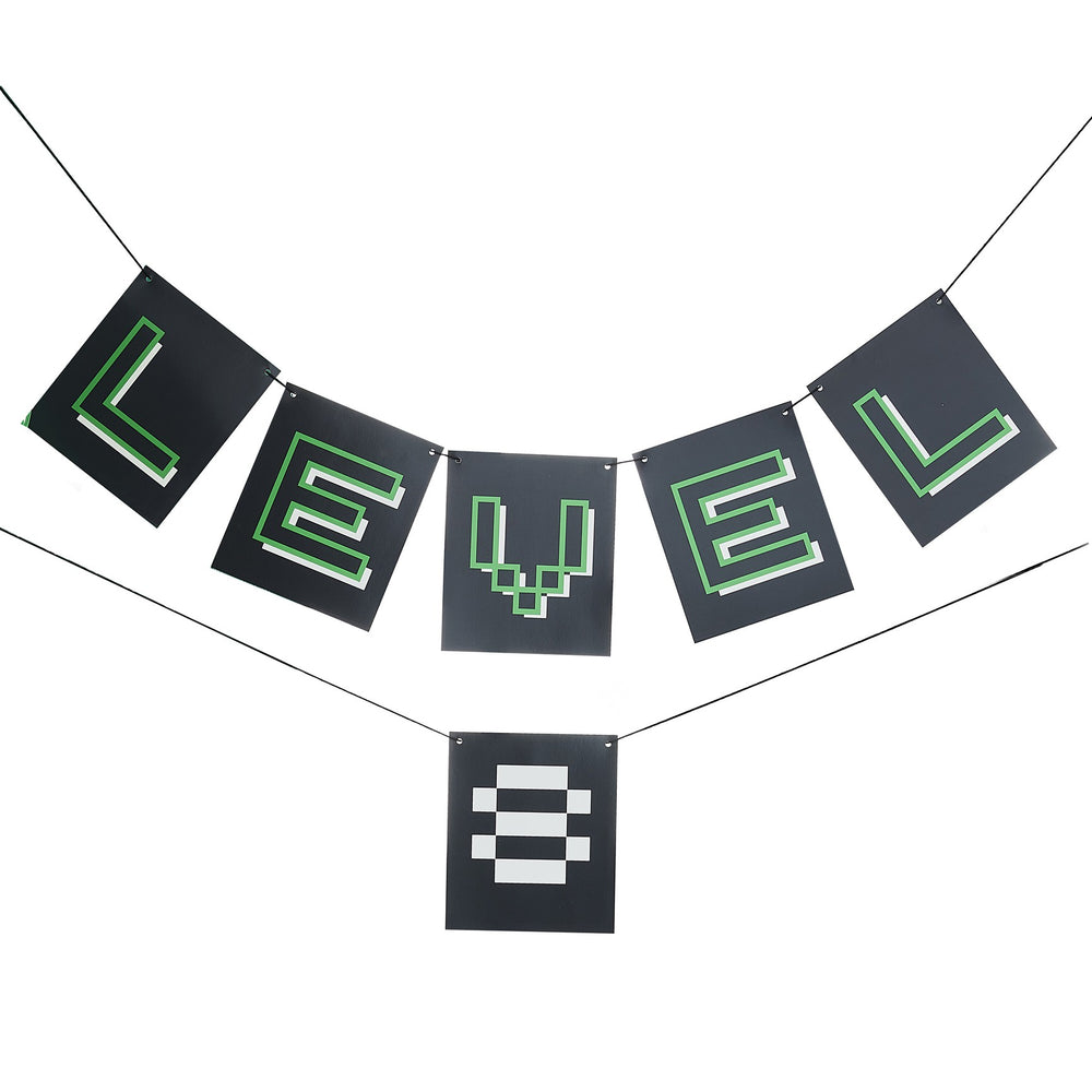 Gaming Party Wimpelkette "Level", Alter personalisierbar kinderparties-shop