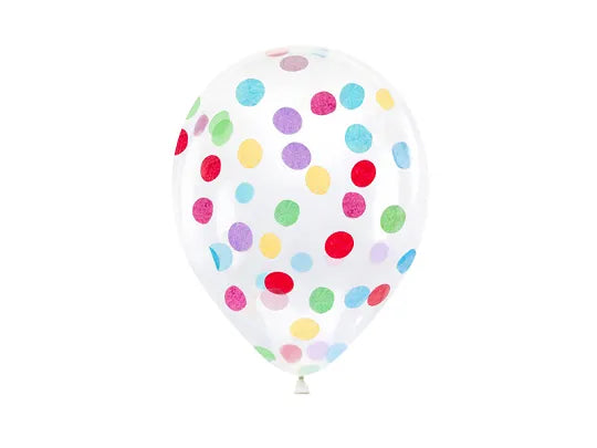 Konfetti Luftballons, bunt, 30 cm, 6er Pack