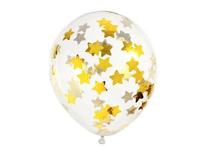 Konfetti Luftballons, Gold, 30 cm, 6er Pack