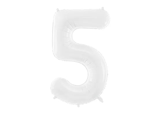 Weisse Zahlen Folienballon, Nummer 1-9 und 0, 86cm