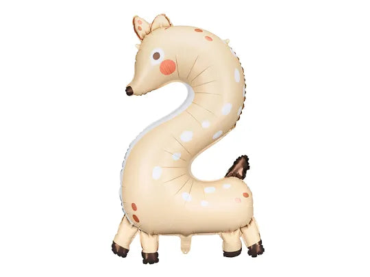 Afrika Wilde Tiere Zahlen Folienballon, matt, Nummer 1-9, 86cm