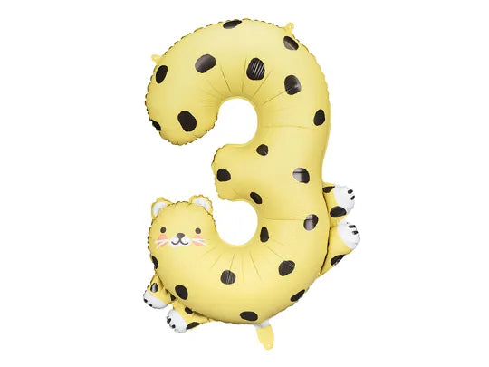 Afrika Wilde Tiere Zahlen Folienballon, matt, Nummer 1-9, 86cm
