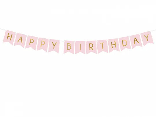 Happy Birthday Buchstabenkette, rosa, 1.75m kinderparties-shop