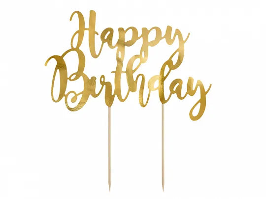 Kuchentopper Happy Birthday, Kuchen Deko gold kinderparties-shop