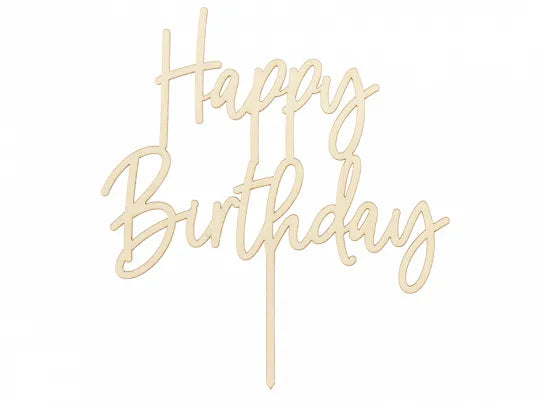 Kuchentopper Happy Birthday, Kuchen Deko aus Holz kinderparties-shop