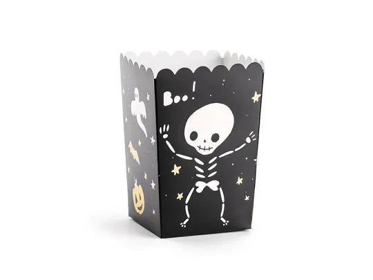 Halloween Popcorn Tüte, Skelett Motiv, 6er Pack