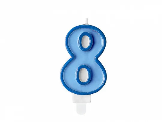 Zahlenkerze 1-9 und 0, blau, 7cm