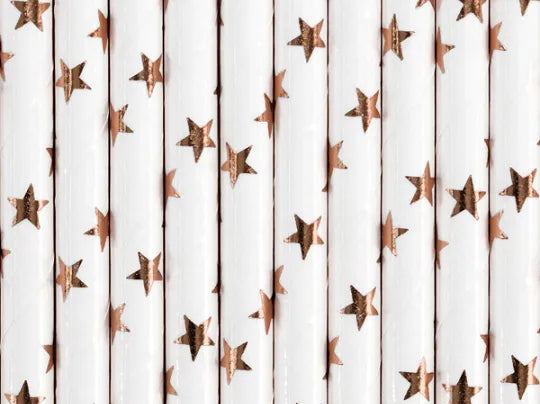 Trinkhalme Papier mit glitzernden Punkten / Sternen, 10 Stk,, versch. Farben kinderparties-shop