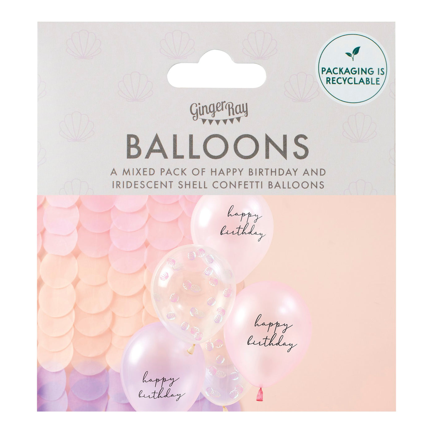 Muschel Konfetti Ballons Happy Birthday, Meerjungfrauen Party, 5er Pack