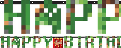Buchstabenkette Happy Birthday, Minecraft TNT / Gaming Party, personalisierbar, 3.2 m