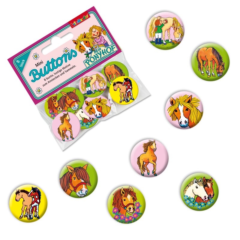 Buttons Mein Ponyhof, Motivserie 2, 8er Pack