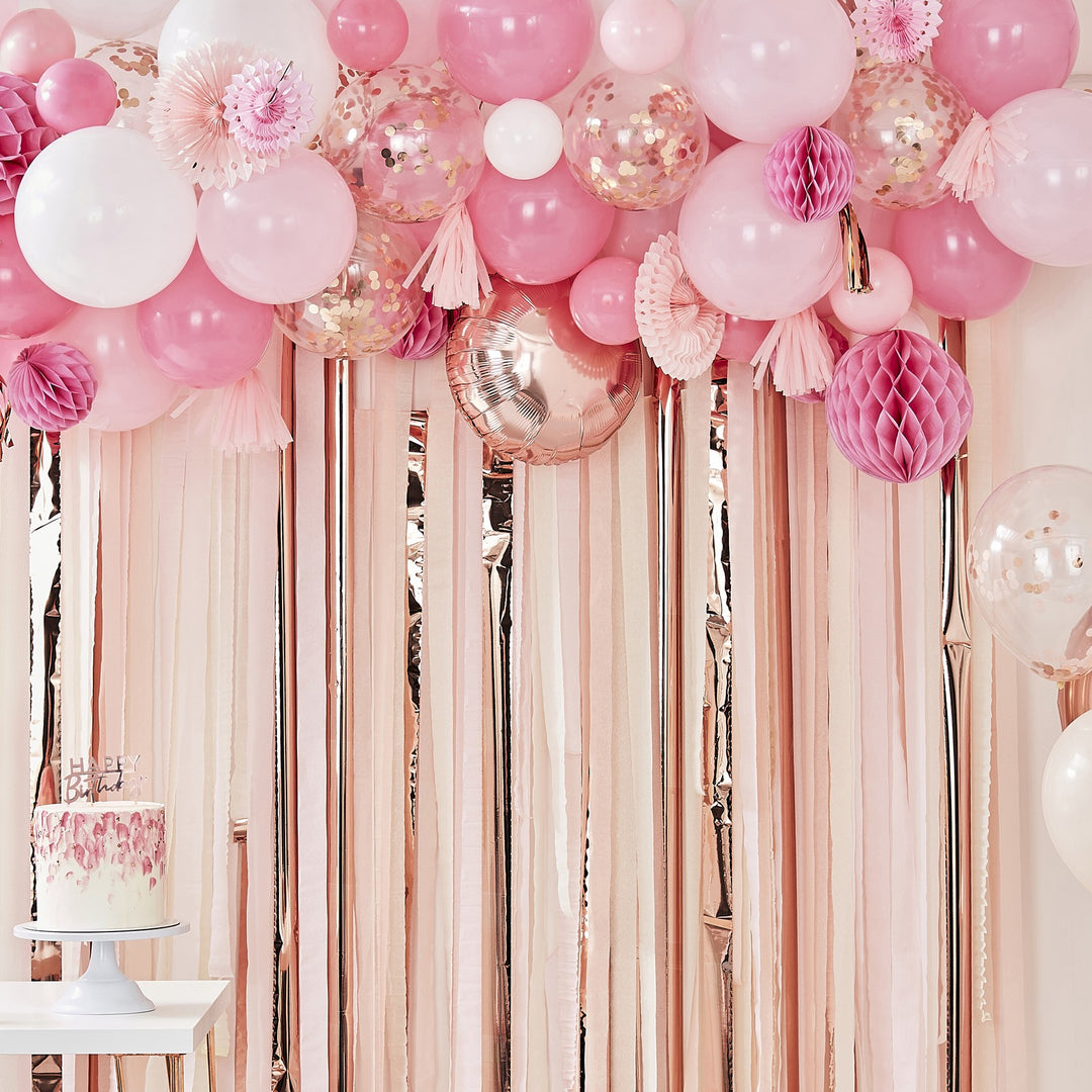 Ballongirlande pink-rosa-rosegold, DIY, 70 Ballons inkl. viel Wand Dekoration