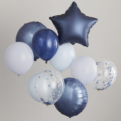 Luftballons, blau und hellblau, 10er Pack