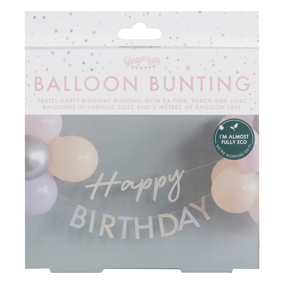 Girlande Happy Birthday mit Ballonen, 26-tlg. Set kinderparties-shop